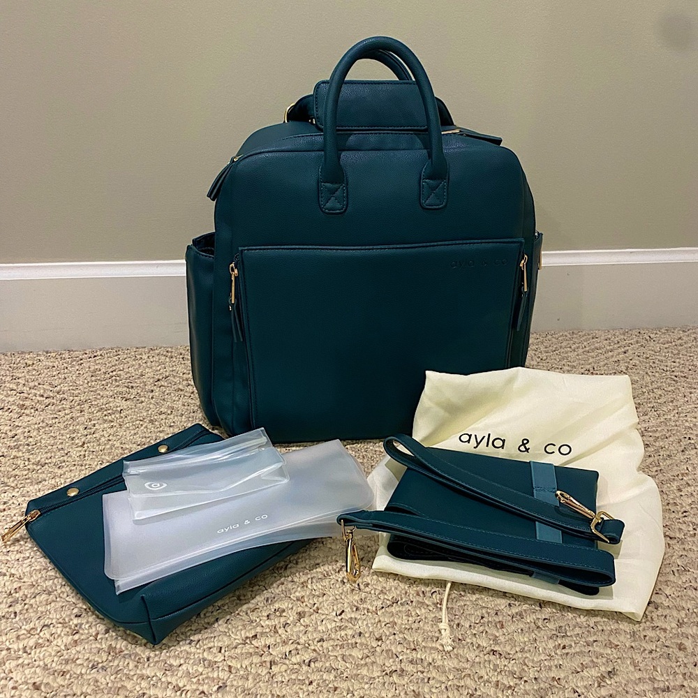 Ayla & Co bag in Peacock Diaper Bag Backback